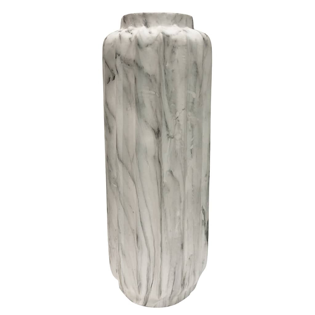 Trevi Floor Vase- Large - White Marble Finish on Resin