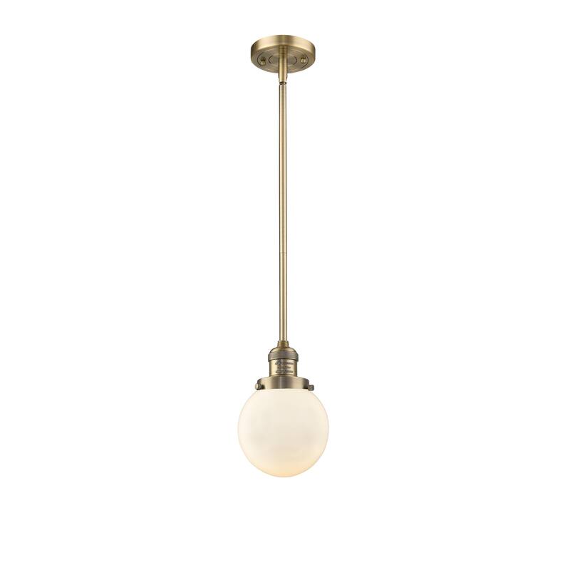 Innovations Lighting Franklin Restoration Beacon 1 Light 6" Stem Hung Mini Pendant - Brushed Brass/Matte White