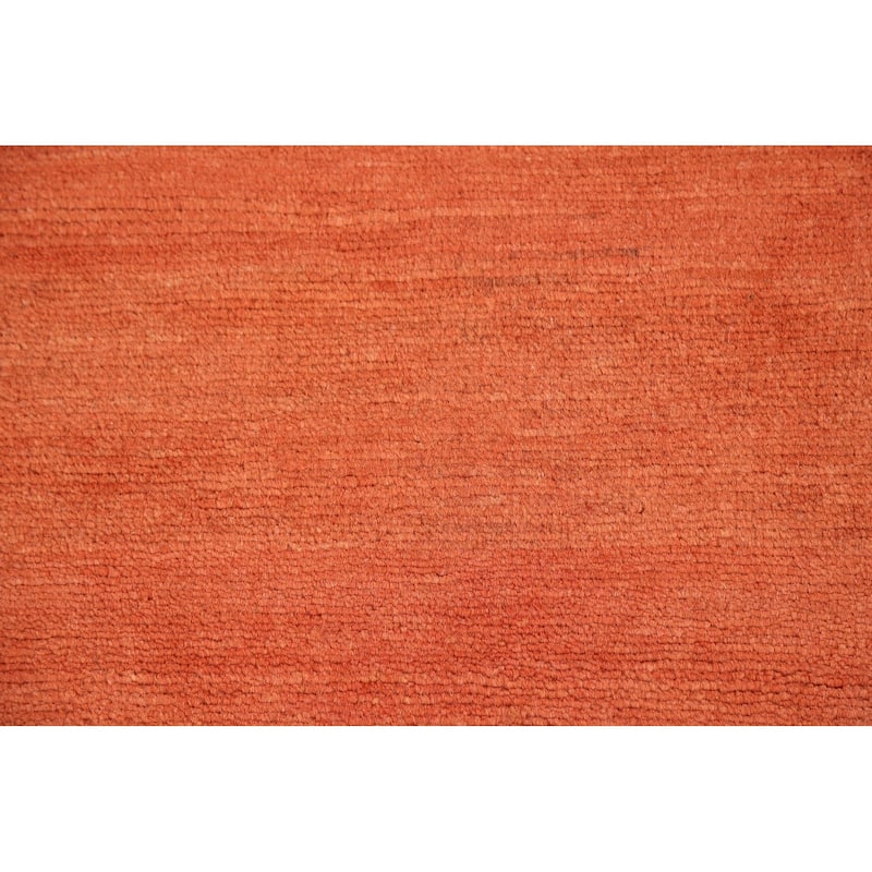 Solid Orange Gabbeh Oriental Foyer Rug Hand-Knotted Wool Carpet - 1'8"x 3'2"