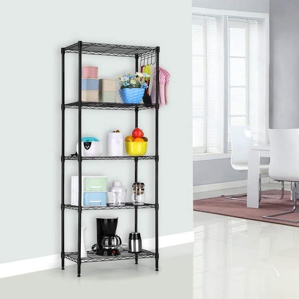 LANGRIA 5 Tier Shelving Units Storage Rack Supreme Wire Shelving  Organization, Black - Bed Bath & Beyond - 22813933