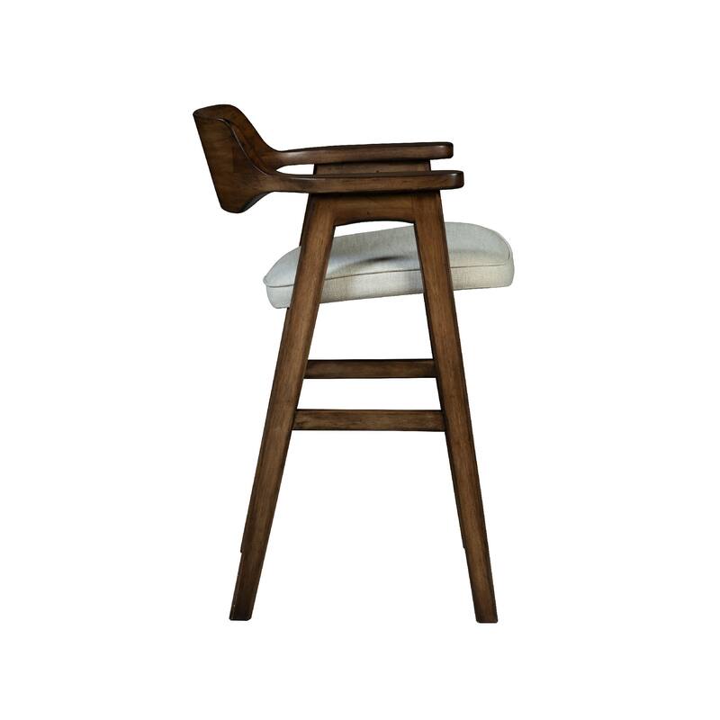 Zsy Counter Stool Chair, Open Back, Java Brown Birch Wood, Sand White