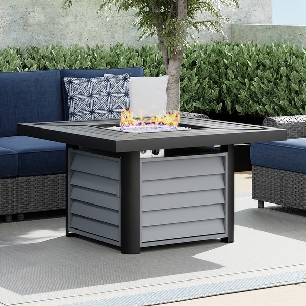Corvus Abruzzo 42 Inch Square Aluminum Propane Fire Pit Table. Opens flyout.