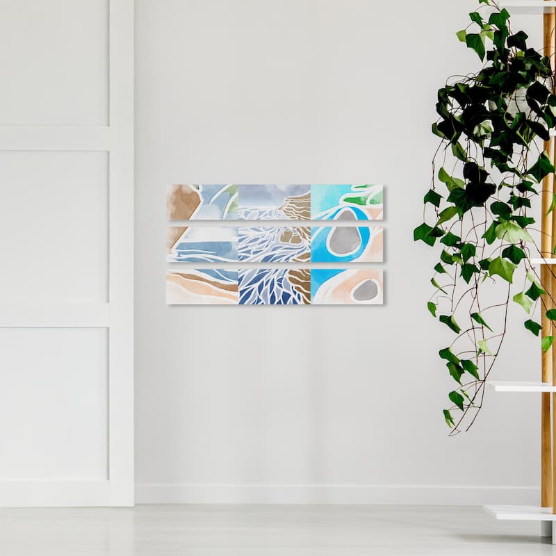 Wynwood Studio Canvas Abstract Shores and Cliffs Set Blue and Tan Modern & Contemporary Wall Art Canvas Print - 20 x 30