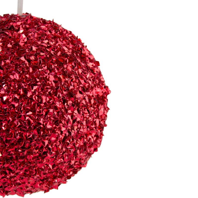 Glitter Christmas Ball Ornament - 6" - Red