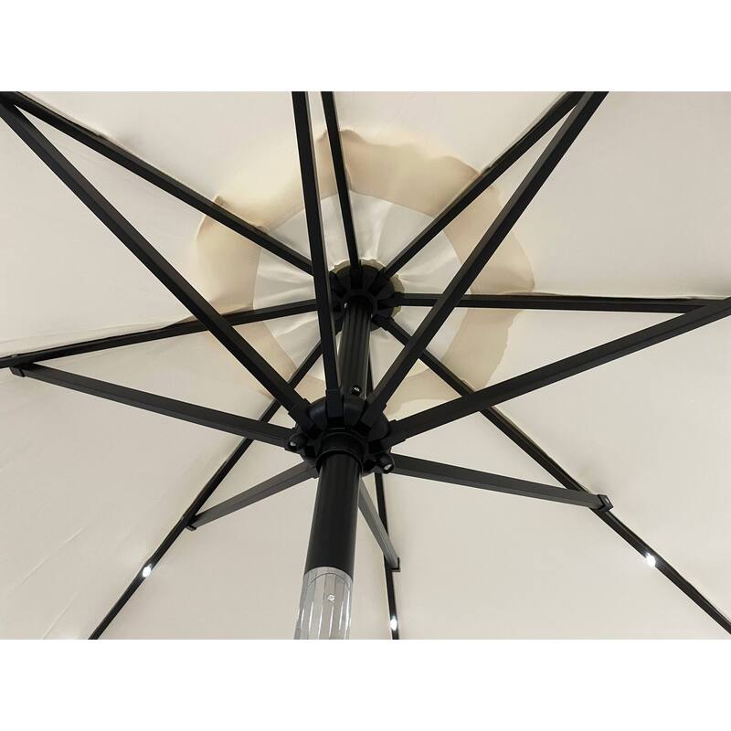 Sierra 9 ft Patio Tilt & Crank Patio Table Market Umbrella With Solar LED for Summer Beach Backyard