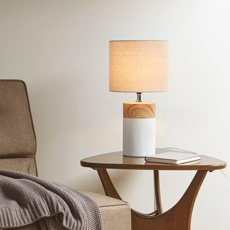 Textured Ceramic Table Lamp - White