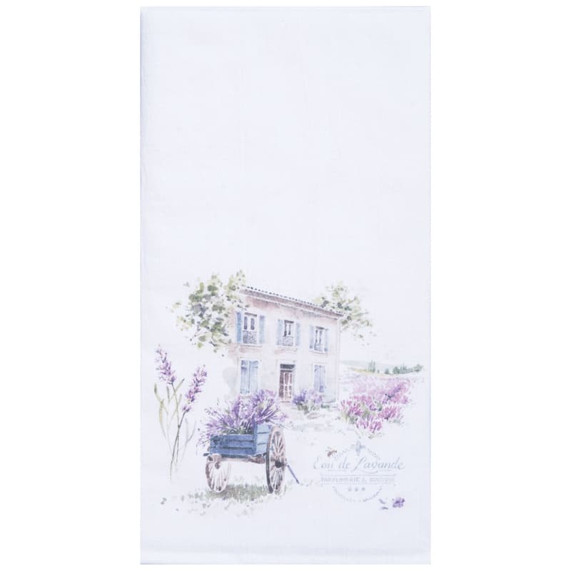 27" x 18" Lavender Countryside Eau de Kitchen and Bathroom Graphic Print Hand Towel - Purple