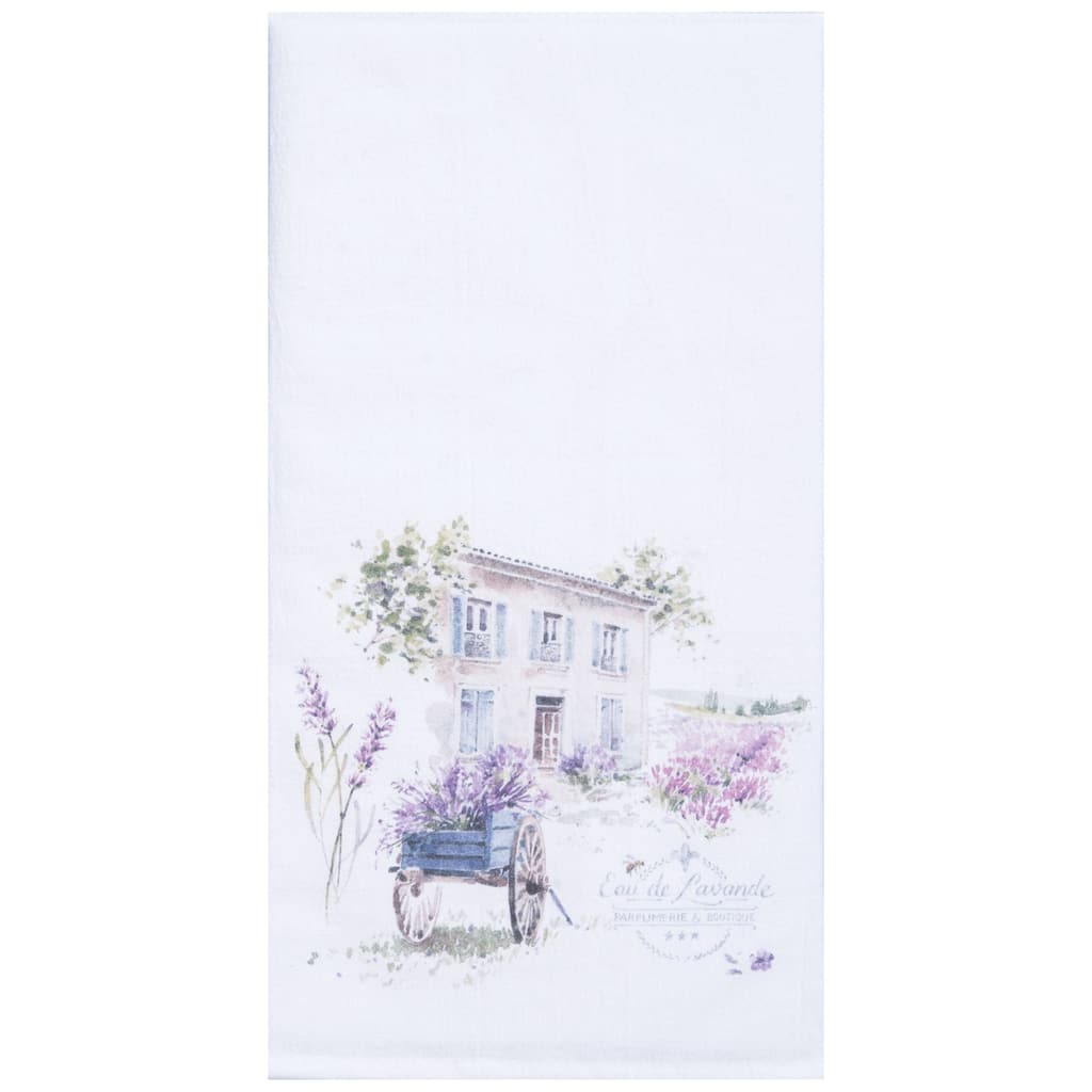 27" x 18" Lavender Countryside Eau de Kitchen and Bathroom Graphic Print Hand Towel - Purple