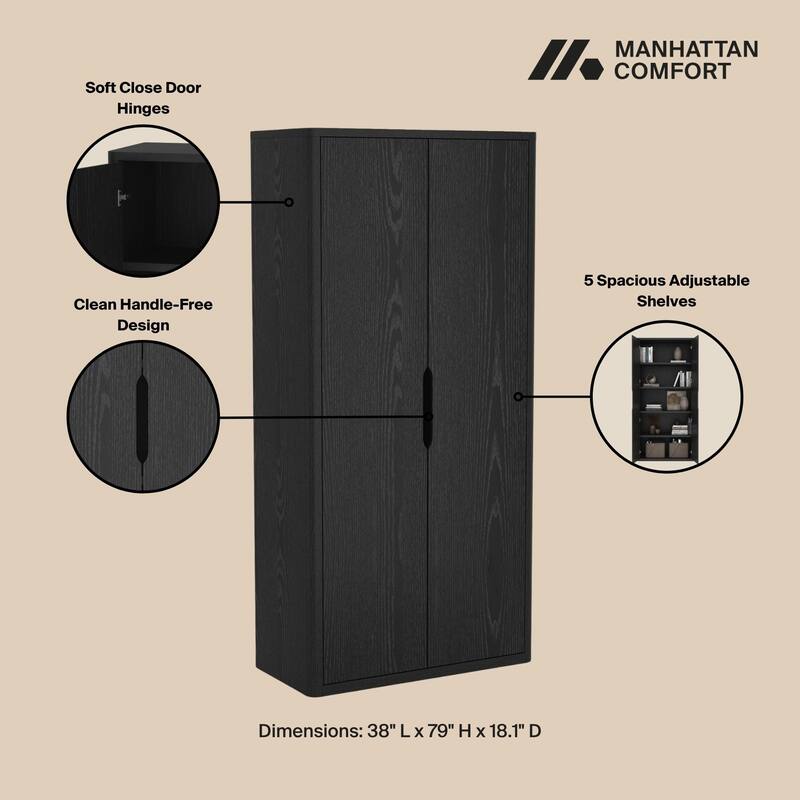 Manhattan Comfort Rivington Modern 38 In Bookcase Cabinet