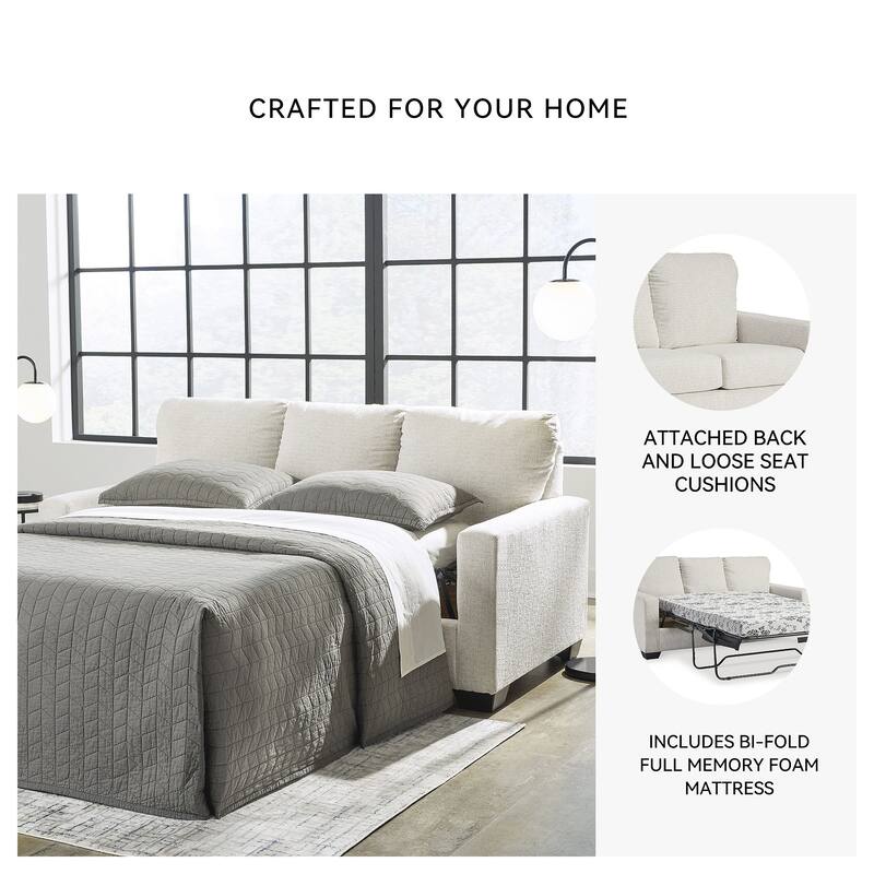 Signature Design by Ashley Rannis Snow Full Sofa Sleeper - 76"W x 40"D x 39"H