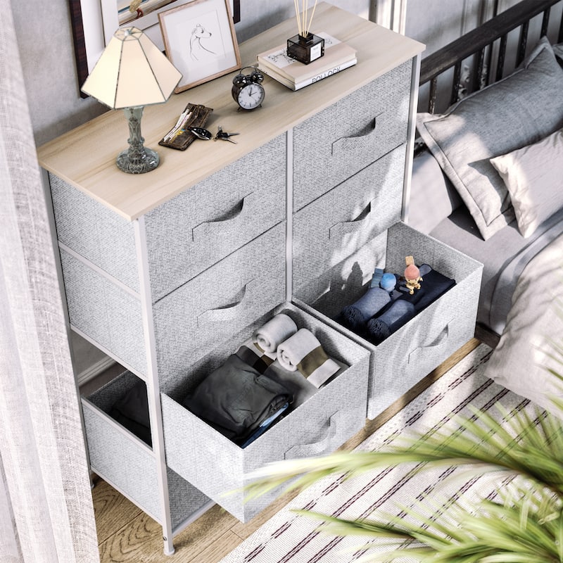 Modern 8-drawers Vertical Fabric Dresser Bedroom Storage Tower