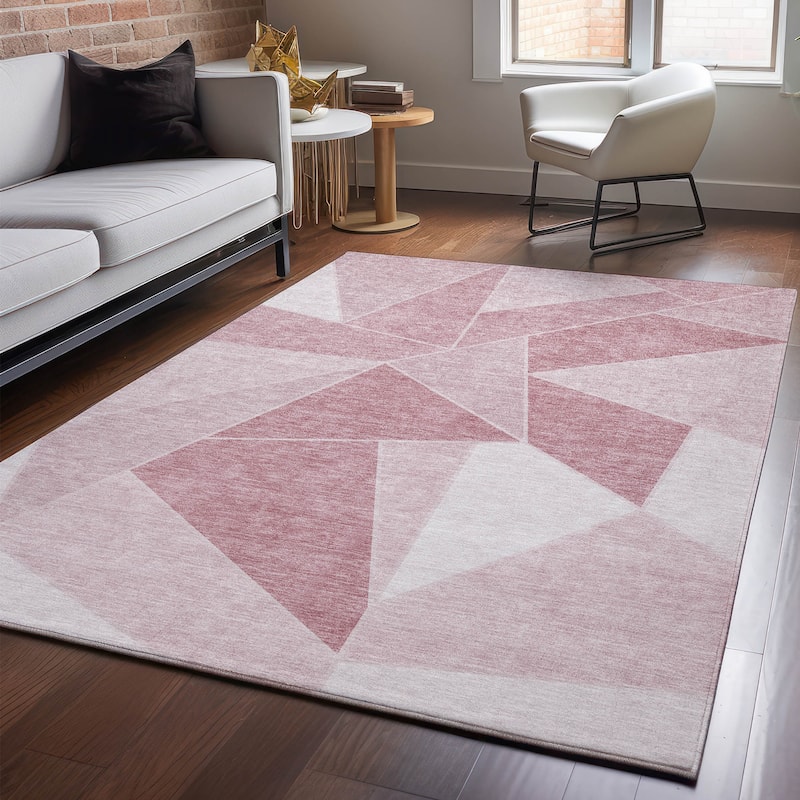 Premium Washable Super Soft Contemporary Mosaic Mayfield Rug - Blush - 10' x 14' - Rectangle