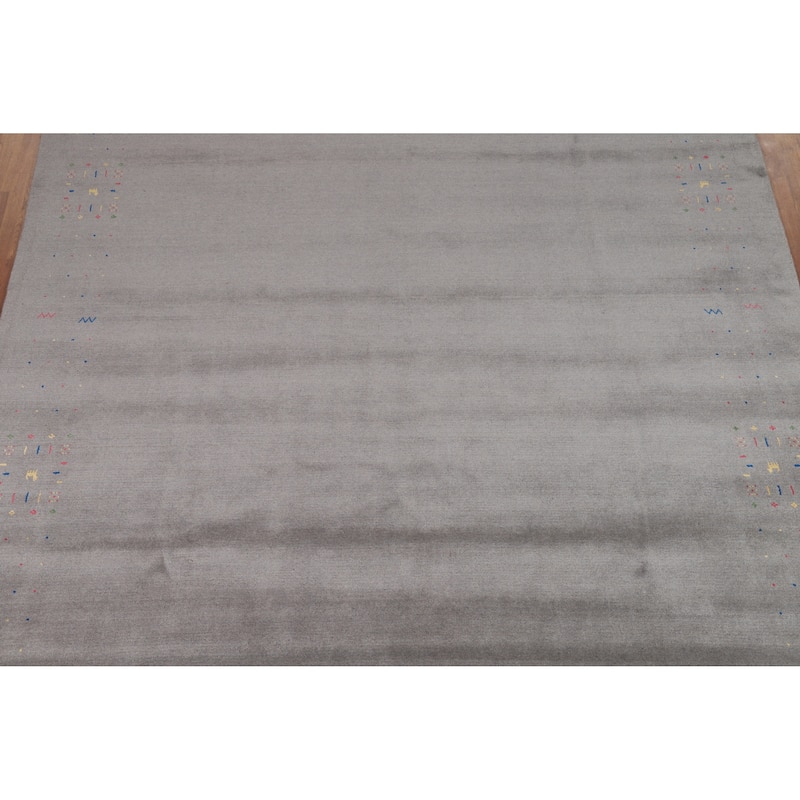 Gray Gabbeh Oriental Area Rug Handmade Wool Carpet - 9'4" x 11'9"