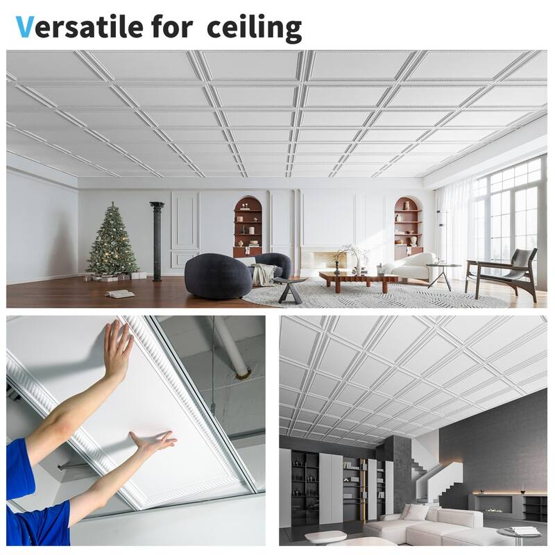 Art3d 24"x48" 3D PVC Wall & Ceiling Panels, Set of 12, Covers 96 Sq.Ft