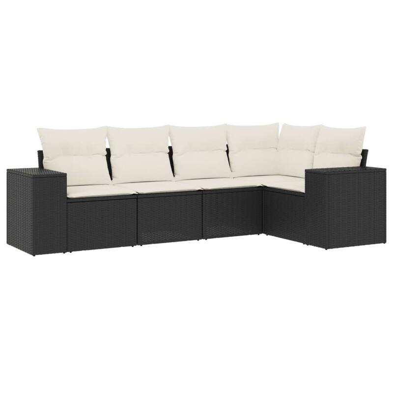 vidaXL Garden Sofa Set Black and Cream White
