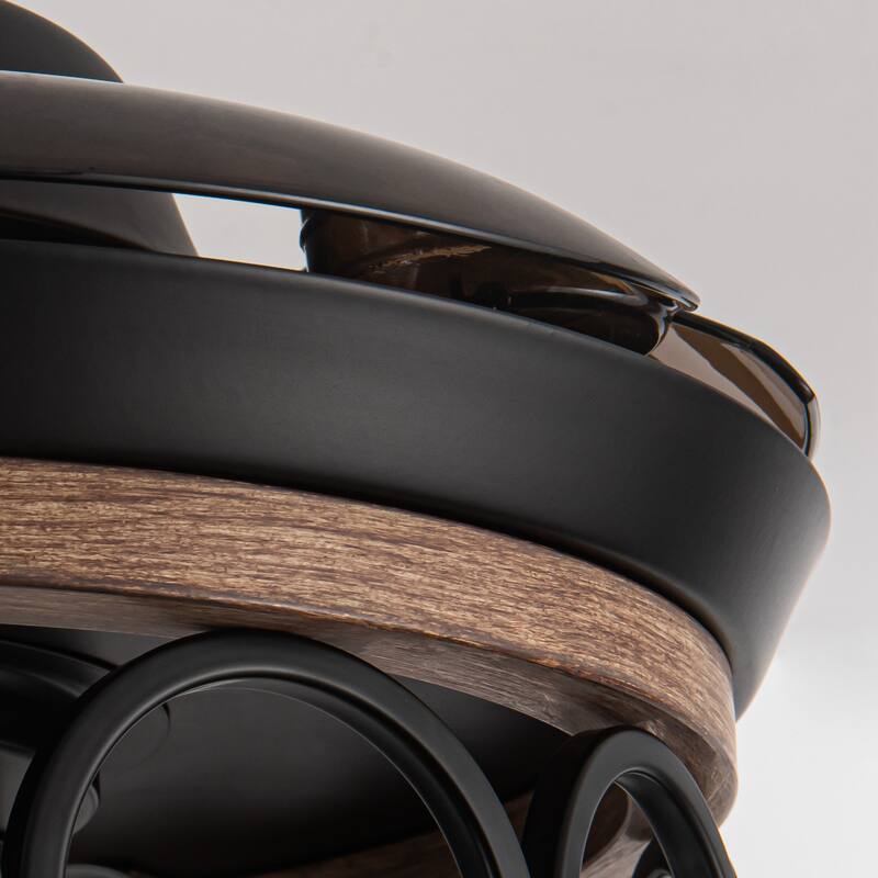 36" Indoor Black Retractable Ceiling Fan with Light and Wall Control