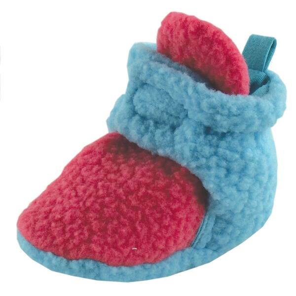 slide 1 of 1, Luvable Friends Baby Girl Fleece Booties, Teal Pink Teal Pink - 0-6 Months