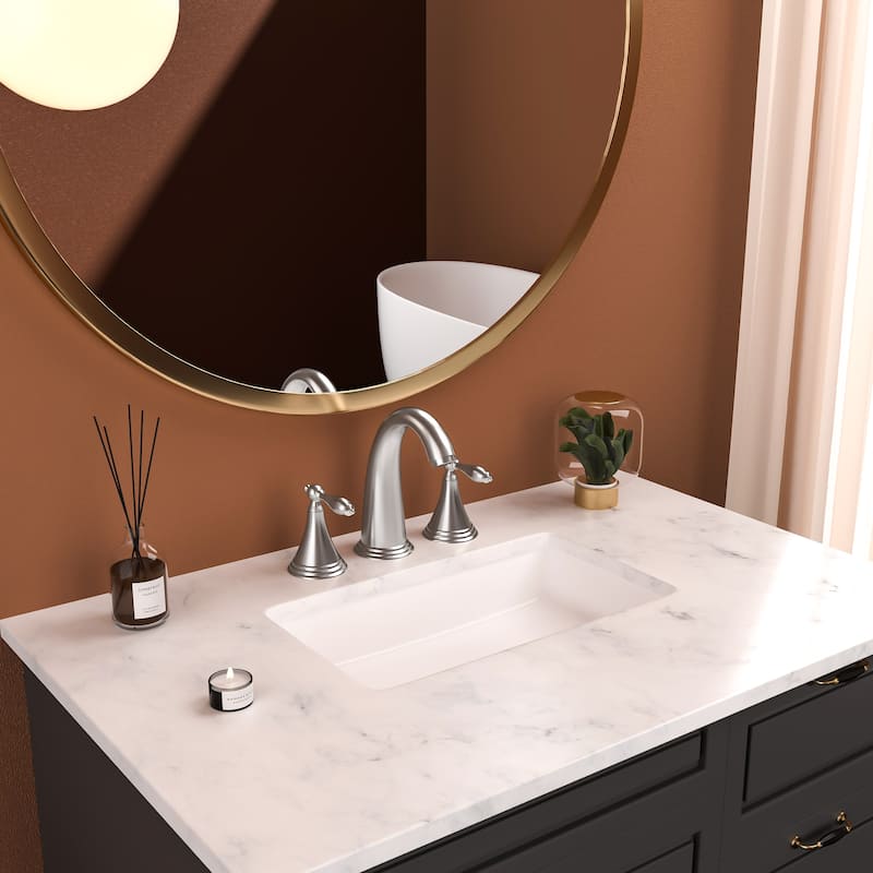 Modern 2 Handle Bathroom Sink Faucet with Pop Up Drain and 2 Water Supply Lines, Anti Corrosion, Scratch Resistant, 3 Hole