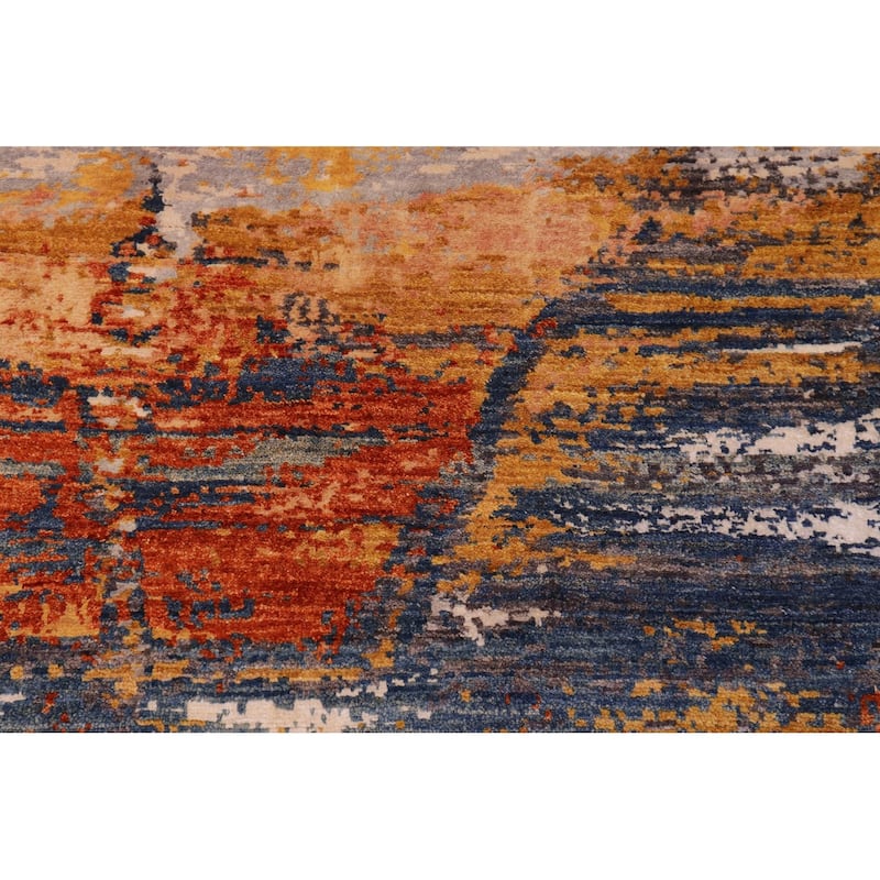 Modern Ziegler Vaughn Blue Rust Wool&Silk Rug - 8'11'' x 12'0''