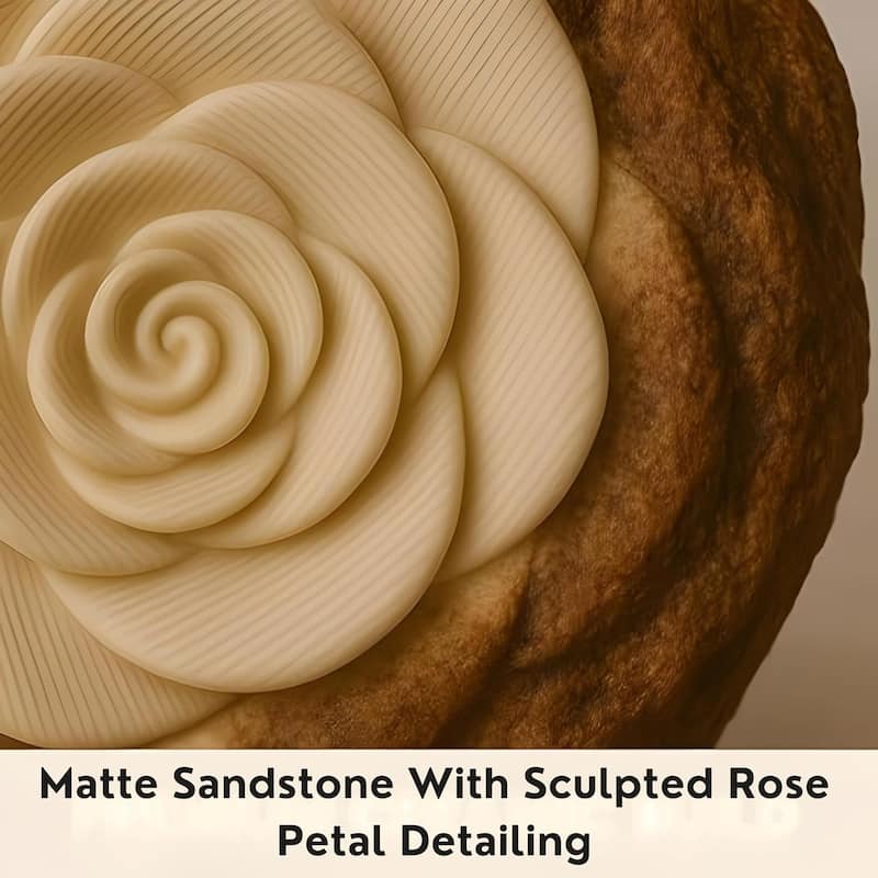 Aria Home Rose Blossom Table Lamp Sculpted Sandstone LED RGB Compatible