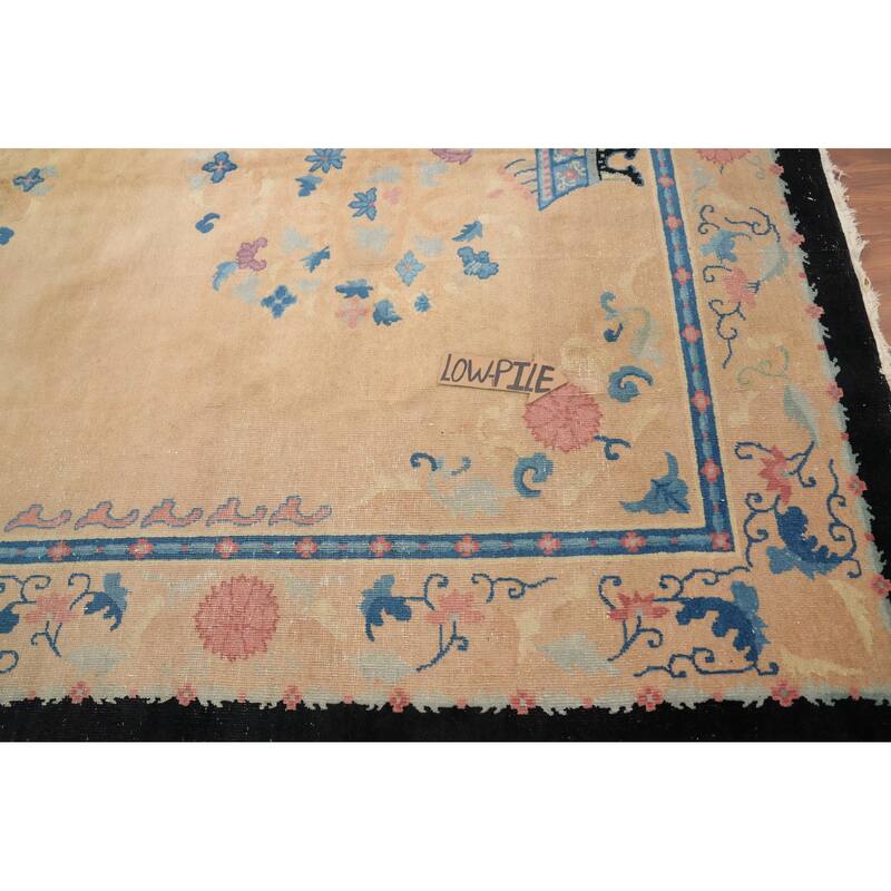Hand Knotted Oriental 100% Wool Carpet Traditional Floral Oranges & Rust Art Deco Area Rug - 9' 9'' X 7' 11''