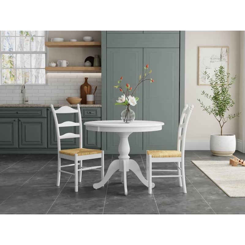 Solid Round Top Pedestal Dining Table - 42" - White