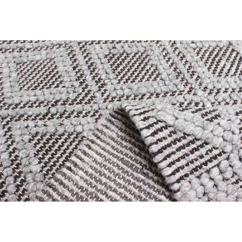 ECARPETGALLERY Braid weave Sienna Grey Wool Rug - 5'0 x 7'7