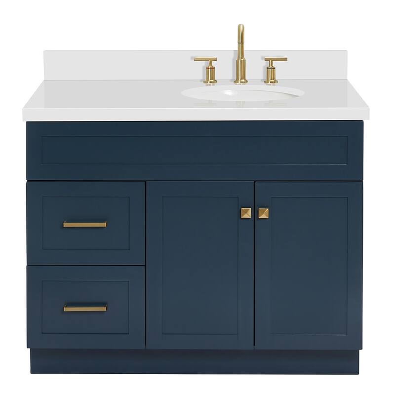 Ariel F043SRWQOVO Hamlet 42" Free Standing Single Basin Vanity Set - Midnight Blue / Pure White Top - Painted
