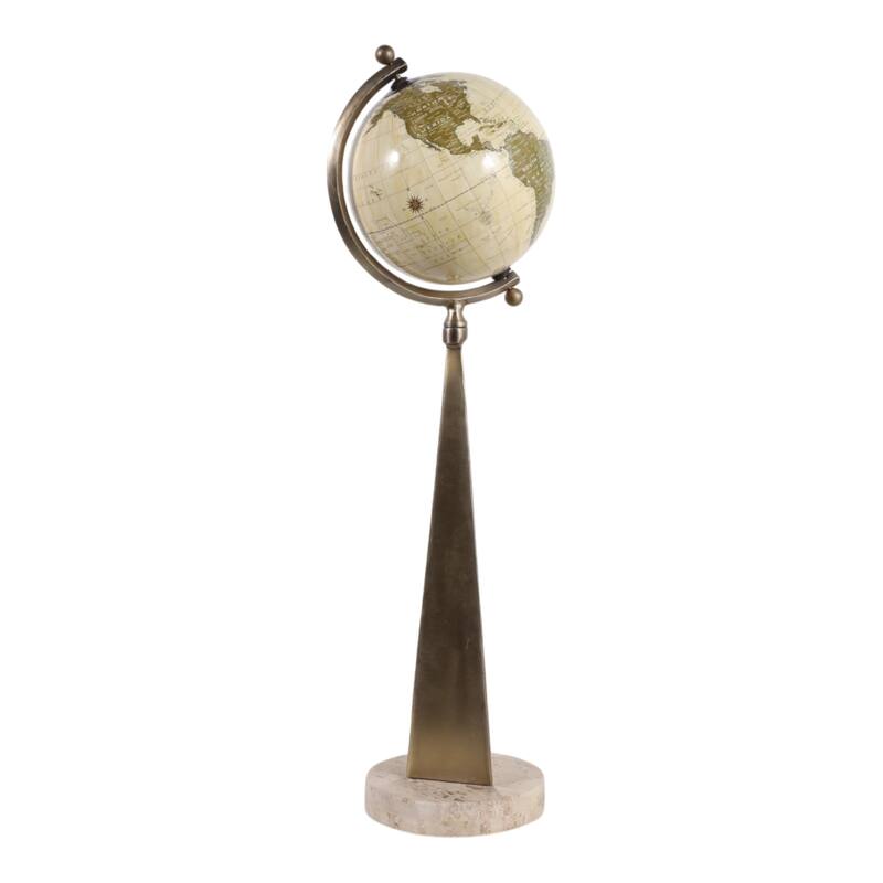 Decorative Tall Globe Statue with Sculpture Base - 30", Bronze - 30.0"