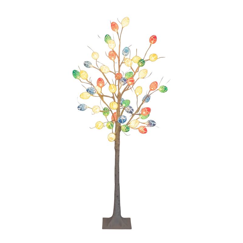 4-ft Pre-Lit Artificial Easter Twig Tree with 48 Egg Shaped LED