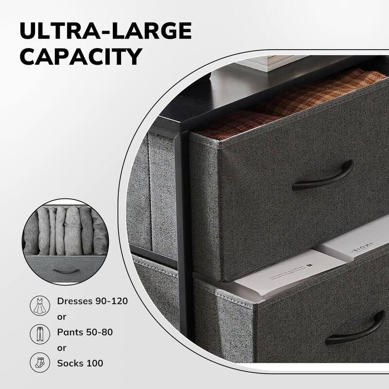 Dresser for Bedroom, Chests of Drawers, Storage Organizer with 5 Drawers, Sturdy Metal Frame, Wood Tabletop