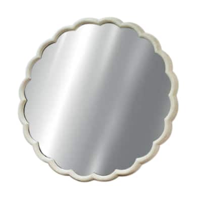 Small Curved Frame Round Wall Mirror - 19.75” - White
