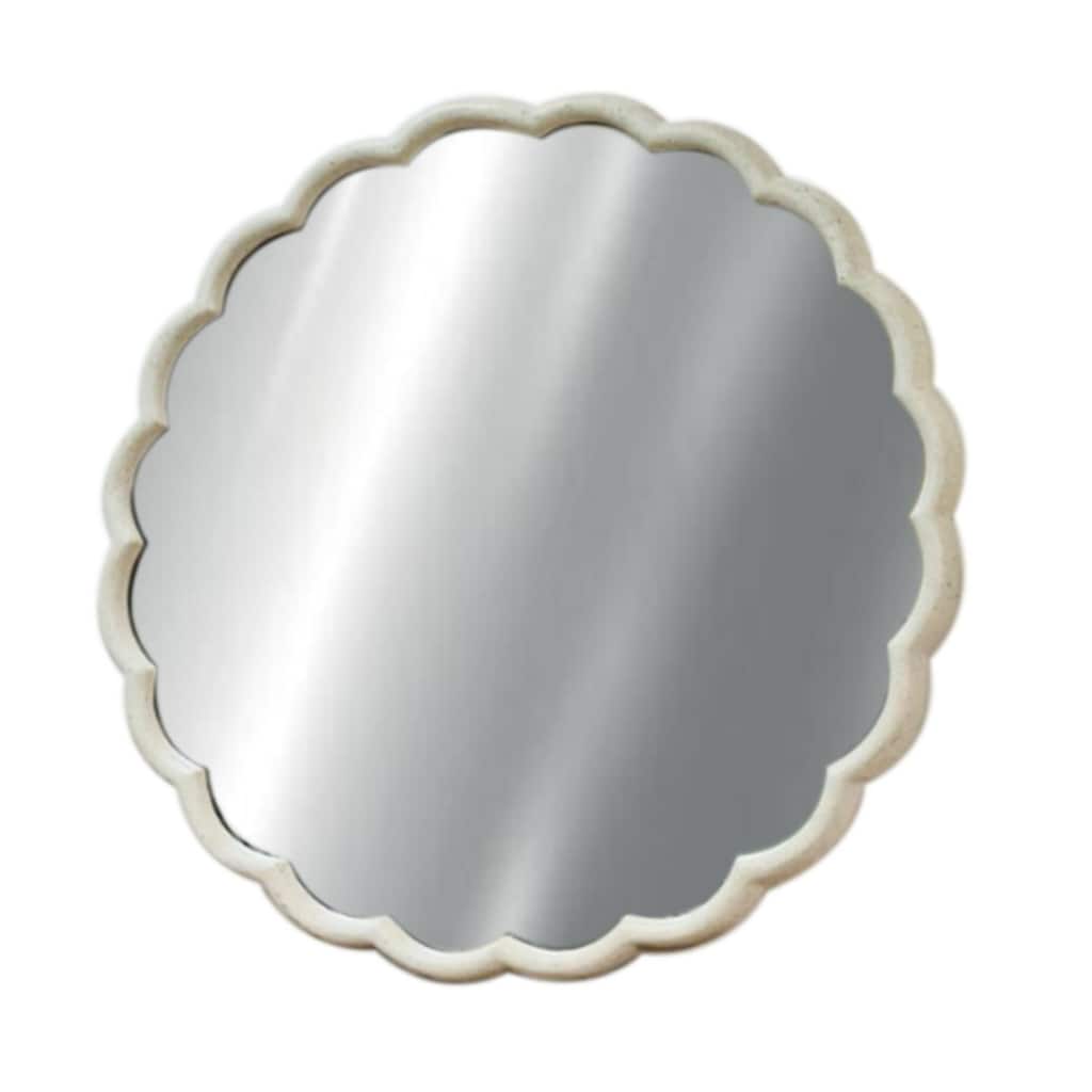 Small Curved Frame Round Wall Mirror - 19.75” - White