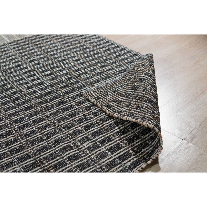Hand-Knotted Wool Handloom Flatweave Durrie Rug, 6' x 9', Blue Area Rug, Elegant Soft Texture for Living Rooms - L