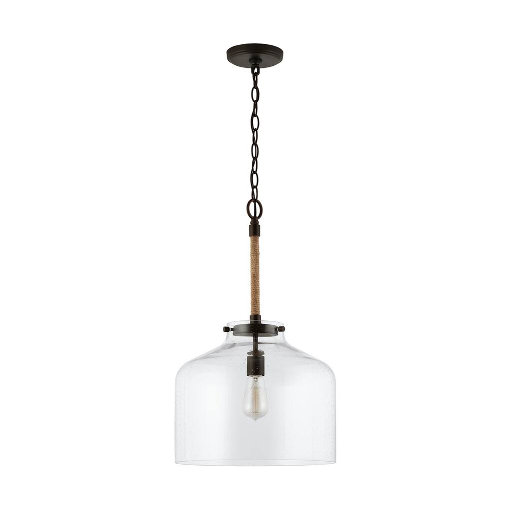 Corde 1-light Hanging Pendant w/ Clear Seeded Glass