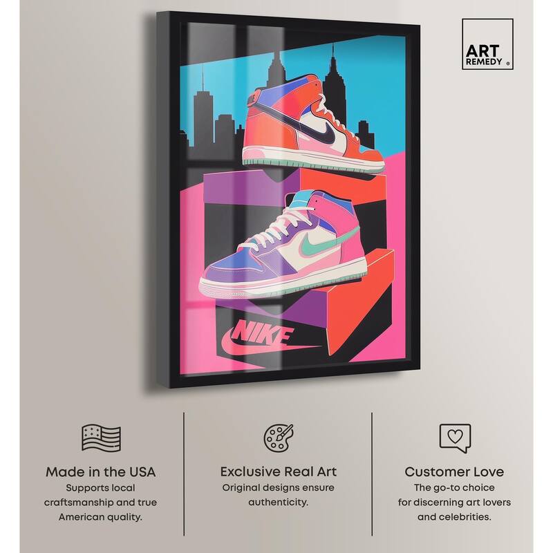 City Pop Sneakers Shadowbox by Art Remedy