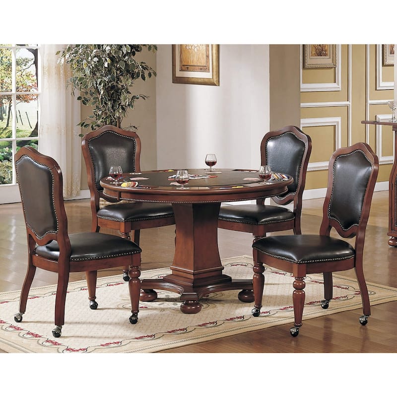 Round Dining Table Set 5 Piece - 48" Game Table with Chairs, Poker Table, Reversible Top, Comfortable Seating