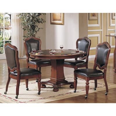 Round Dining Table Set 5 Piece - 48" Game Table with Chairs, Poker Table, Reversible Top, Comfortable Seating