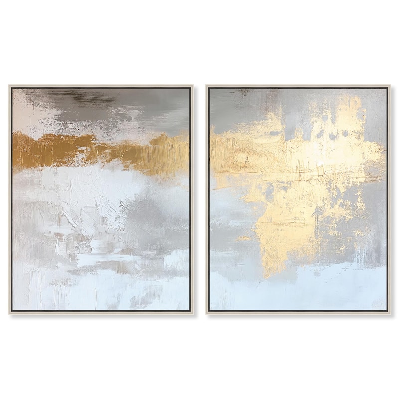 Golden Glaze I Canvas Set of 2 by Art Remedy - 36" x 45" - Silver