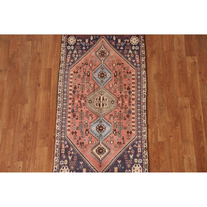 Geometric Abadeh Persian Vintage Runner Rug Handmade Wool Carpet - 2'2"x 4'8"