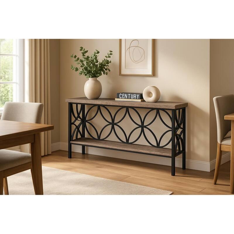 70.9" Extra Long Industrial Console Table Vintage Grey