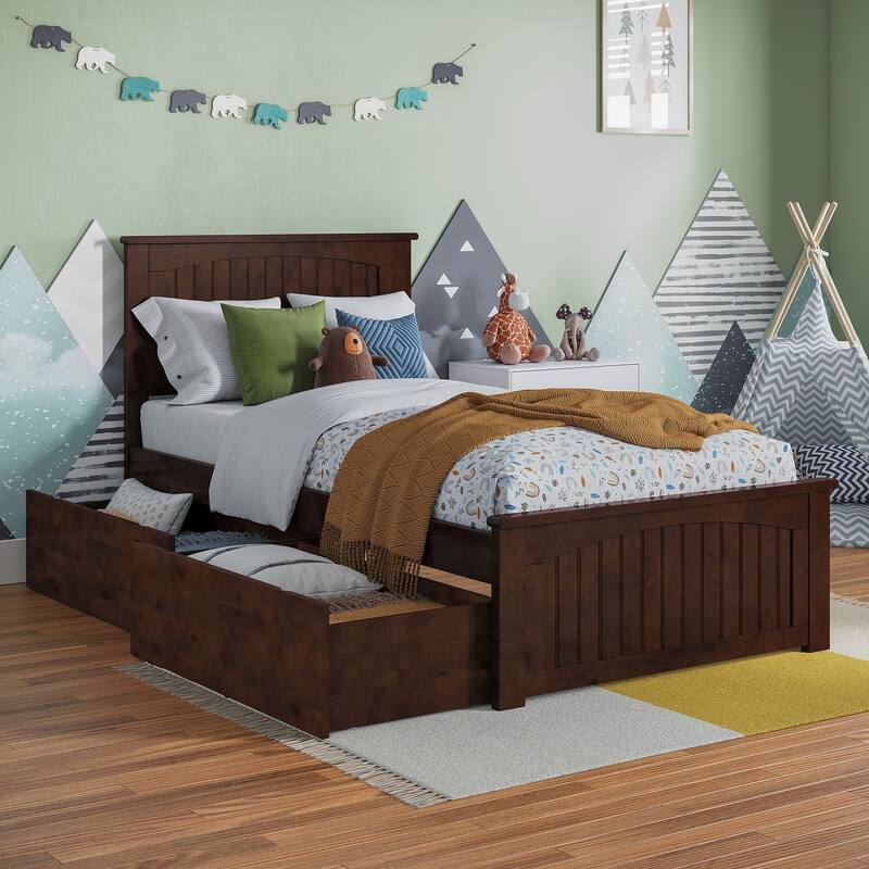 AFI Nantucket Platform Bed with Matching Footboard & Storage Drawers