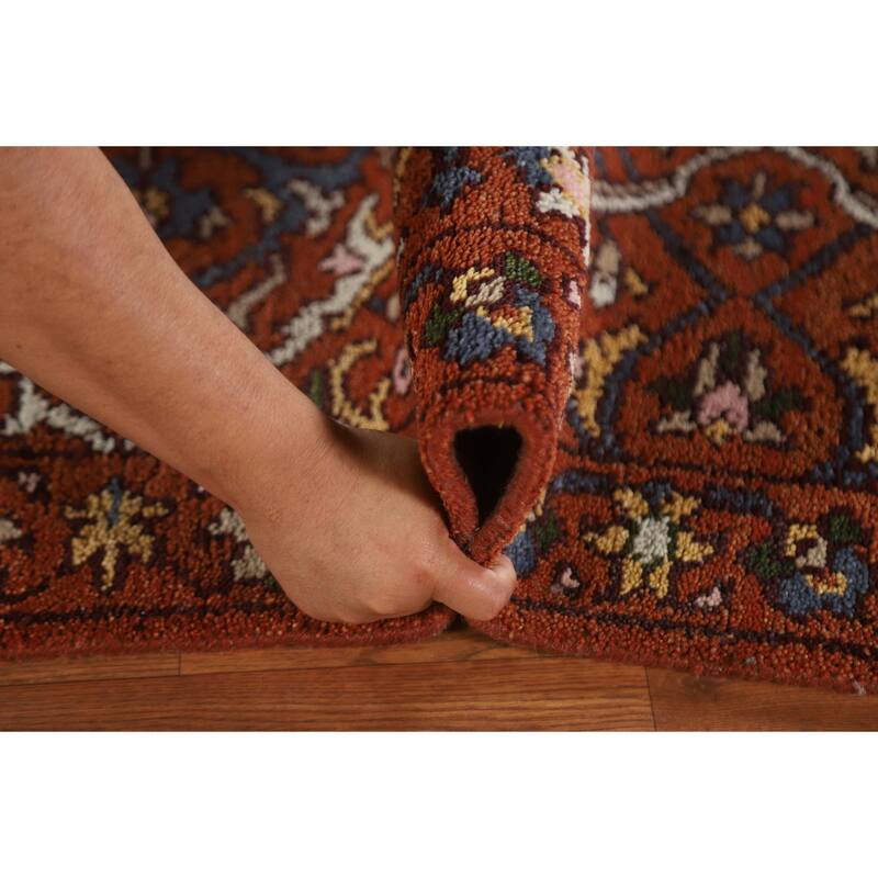 Geometric Oushak Oriental Area Rug Hand-knotted Wool Carpet - 2'7"x 5'10"