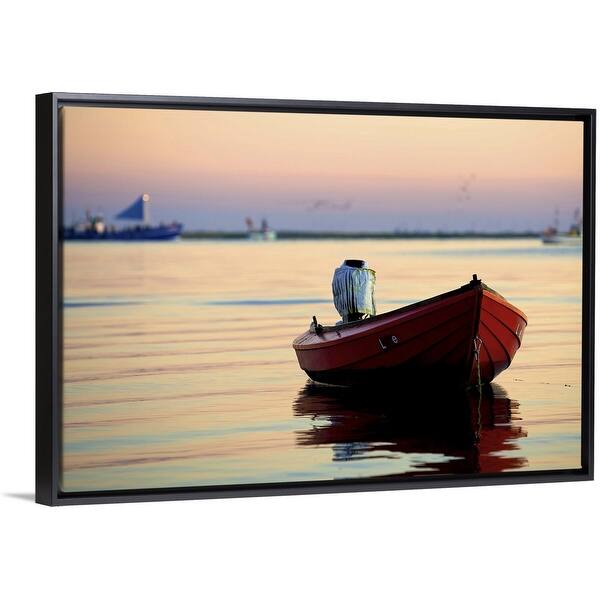 Shop Fishing Boats Leaving Harbor In Morning Black Float Frame