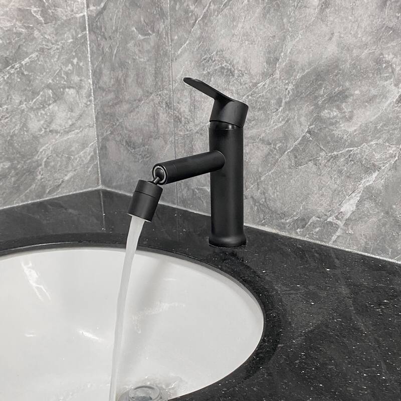 Modern Single Handle Bathroom Sink Faucet with Aerator, Silent and Splash Proof, Adjustable Water Temperature and Flow - Black