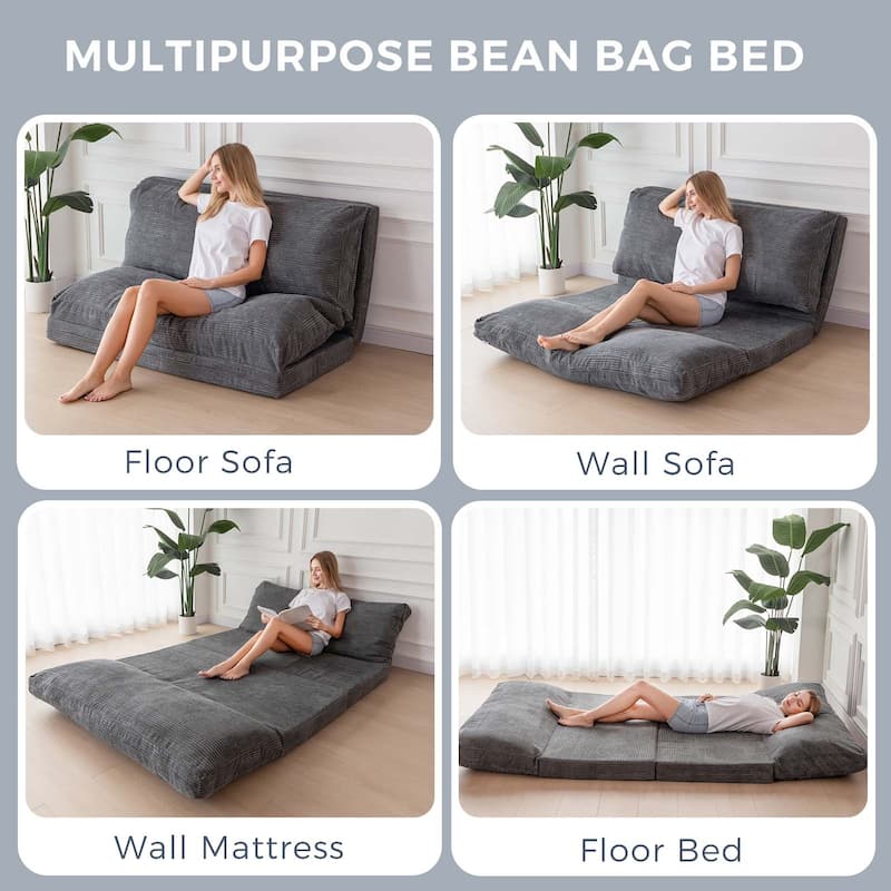 Corduroy Bean Bag Folding Sofa Bed