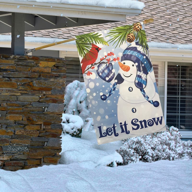 Snowman and Cardinal "Let it Snow" Christmas Outdoor Flag - 40" x 28" - 40" x 28"