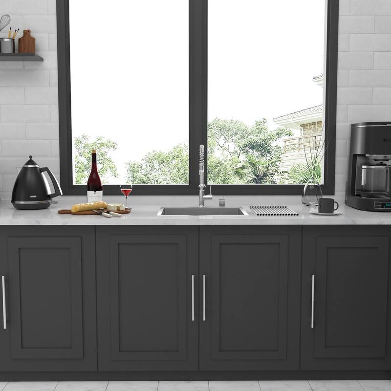 Drop-In 16 Gauge Single Bowl Stainless Steel Kitchen Sink in Brushed Nickel - 28'' x 22'' x 10''