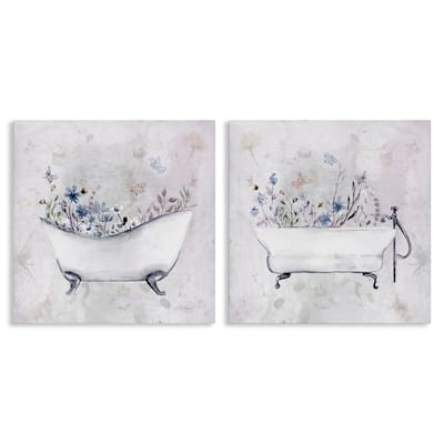 Stupell Antique Tubs with Botanics Canvas Wall Art Design By Stella Chang (Set of 2)
