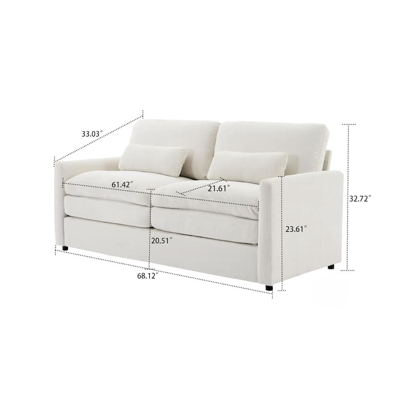 Modern Minimalist Chenille Fabric Upholstered Living Room Sofa